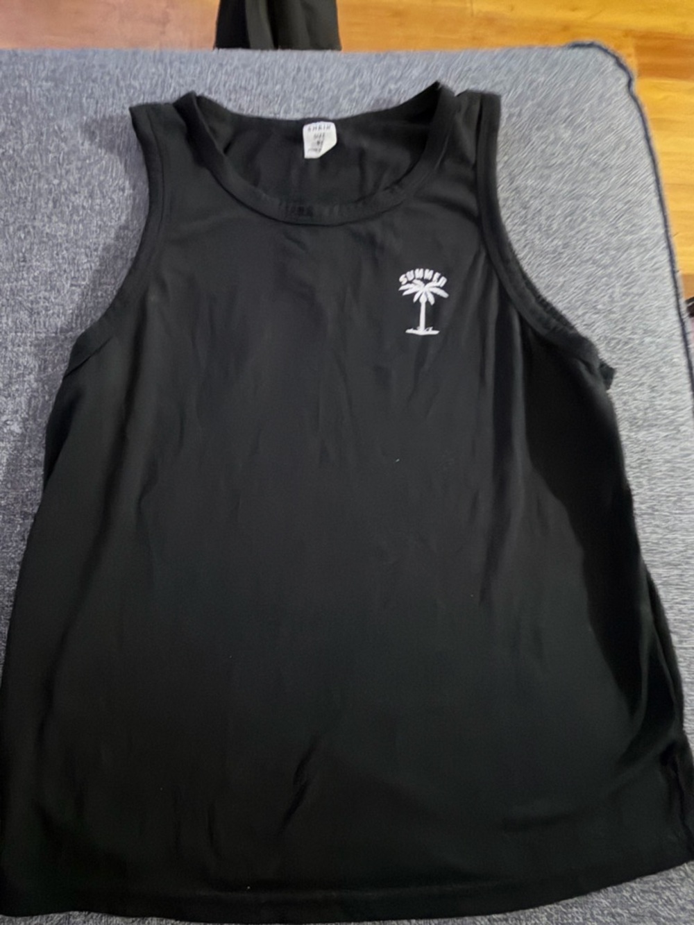 Boy’s Black Sleeveless Palm-Graphic Tank Top